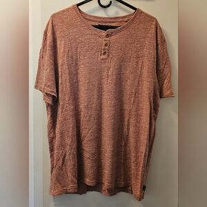 Lucky Brand Men's Short Sleeve Linen Henley Shirt - Rust Color - Size XL